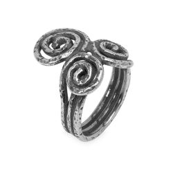 WR150X Anillo Plata de Palo de mujer modelo Kuraiho decorado con tres espirales de plata 925