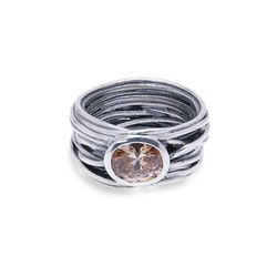 WR083N Anillo Plata de Palo FLORE para mujer citrino