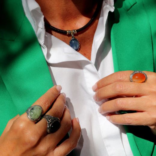 WR151X Anillo Plata de Palo mujer colección Rin de plata y piedra cornalina