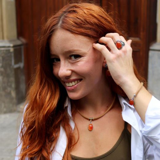 WR151X Anillo Plata de Palo mujer colección Rin de plata y piedra cornalina