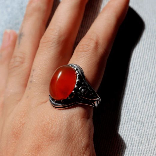 WR151X Anillo Plata de Palo mujer colección Rin de plata y piedra cornalina