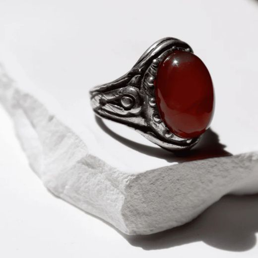 WR151X Anillo Plata de Palo mujer colección Rin de plata y piedra cornalina