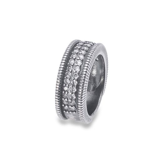 WR106X Anillo PLATA DE PALO mujer en plata 1ª ley 925 con circonitas blancas elegante y encantadora