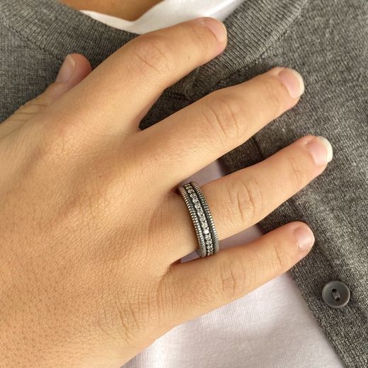 WR108X Anillo Plata de Palo mujer de plata de ley con circonitas blancas cautivadora y conquistadora pieza de alta joyería