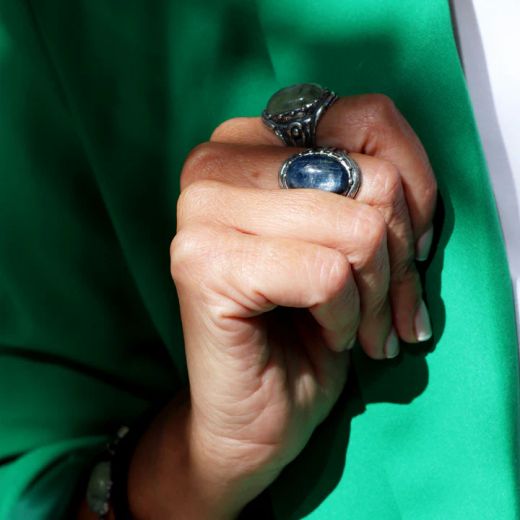 WR152X Anillo Plata de Palo mujer en plata de ley y piedra mineral cianita azul