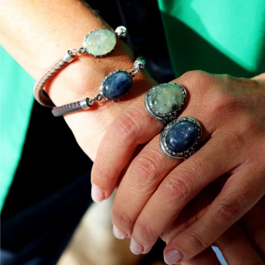 WR152X Anillo Plata de Palo mujer en plata de ley y piedra mineral cianita azul