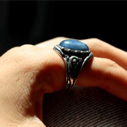 WR152X Anillo Plata de Palo mujer en plata de ley y piedra mineral cianita azul