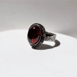 WR154X Anillo PLATA DE PALO Mujer Kurai de plata 925 y piedra granate super extremado