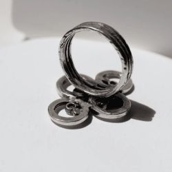 WR147X Anillo Plata de Palo Mujer modelo Enrai, círculos de plata 925 con puntos de bronce y cironita