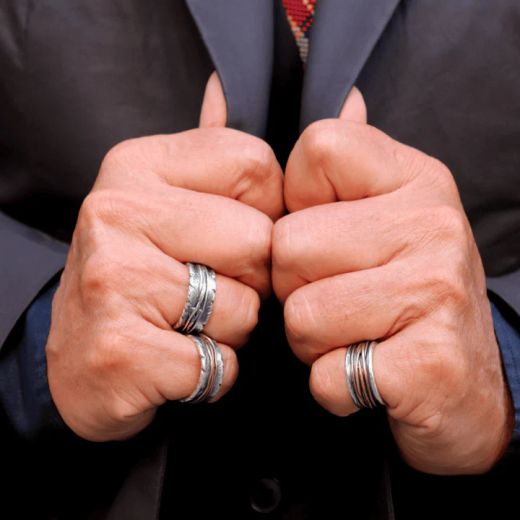 MR028X Anillo PLATA DE PALO para hombre colección Shizen con hilos de plata decorativos