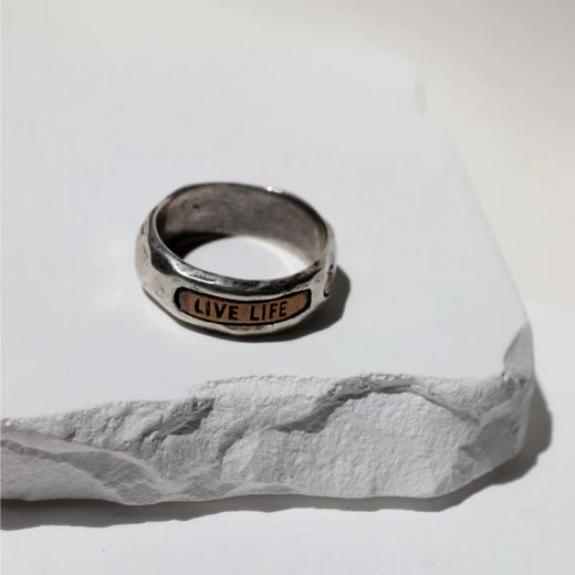 MR027X Anillo Plata de Plao hombre colección Fuyu de plata y bronce Live Life