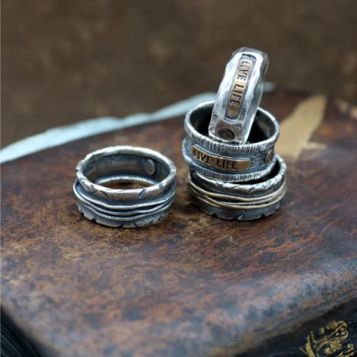 MR027X Anillo Plata de Plao hombre colección Fuyu de plata y bronce Live Life