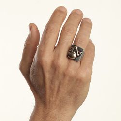 SR018X Anillo PLATA DE PALO unisex colección Skull calavera