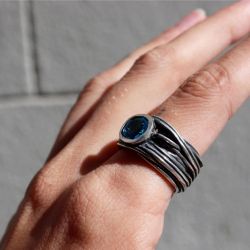 WR083A Anillo Plata de Palo ERAS para mujer piedra aguamarina