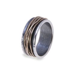 MR006A Anillo PLATADEPALO Man plata y bronce base de plata con forma de ovillo