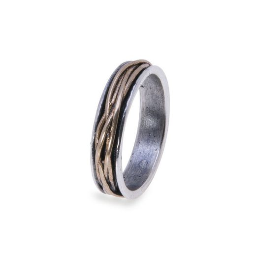 MR007A Anillo PLATADEPALO hombre de plata con hilos de bronce