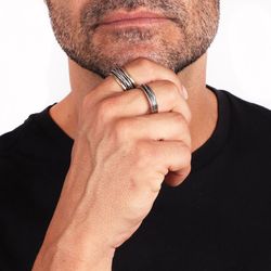 MR007A Anillo PLATADEPALO hombre de plata con hilos de bronce