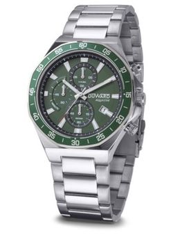 AQUASTAR Imola D95535.03 Reloj Duward hombre esfera verde con calendario, cronógrafo, cristal zafiro, acero inoxidable 316L