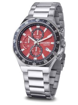 AQUASTAR Imola D95535.04 Reloj Duward de hombre sport esfera roja cronógrafo caja y pulsera de acero inoxidable 316L con calendario