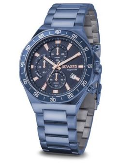 AQUASTAR Imola D95535.75 Reloj de hombre Duward cronógrafo es una expresión de estilo y precisión, caja y brazalete de acero inoxidable 316L con tratamiento IP azul