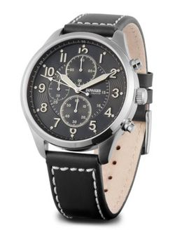 Reloj Duward de hombre colección AQUASTAR Interlagos D85526.02 caja de acero 316L correa de cuero negro y cronógrafo