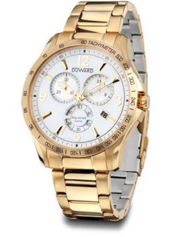 Reloj Duward de hombre serie AQUASTAR Monza Ref D95530.11 caja y pulsera de acero inoxidable 316L dorado con tratamiento IP calendario y cronógrafo