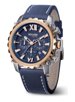 Reloj Duward hombre acero 316L AQUASTAR Niza Ref D85516.05 esfera azul, cronógrafo sumergible 10ATM (100M) corona protegida