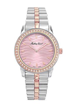 Artemis D10860BQPK Reloj mujer Mathey Tissot movimiento suizo color del bisel chapado en oro rosa con circonitas acero inoxidable 316L acuático 5atm