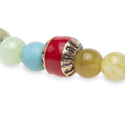 BB048A Pulsera Plata de Palo elástica MAHIKA unisex con Jade y Turquesa