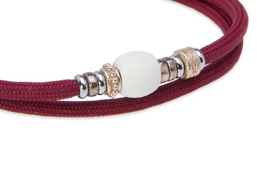 BB053G Pulsera Plata de Palo unisex con doble de nylon granate con resina blanca colección Senira