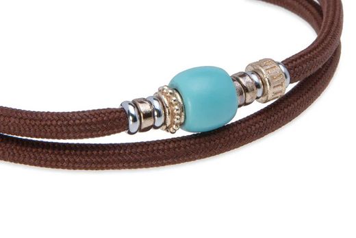 BB053M Pulsera Plata de Palo unisex doble de nylon marrón con resina azul colección Vela