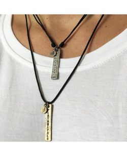 BN001N Colgante Plata de Palo únisex de plata y nylon negro