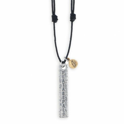 BN001N Colgante Plata de Palo únisex de plata y nylon negro