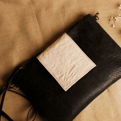 Bolso Magento ACS029N PLATA DE PALO de piel negra solapa rectangular cierre con cremallera