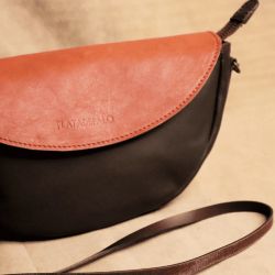 Bolso Magina ACS031M PLATA DE PALO de piel marrón mujer con solapa semicircular elegante y moderno