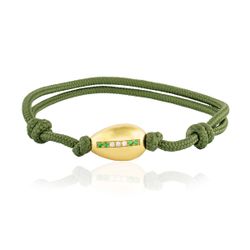 BR-SKU Pulsera macramé autoajustable de mujer y pepita en oro 18 quilates con brillantes y esmeraldas naturales
