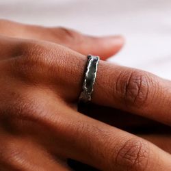 BR004X Anillo Napoleón Plata de Palo de plata 925 oxidada