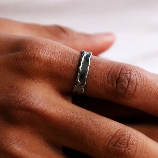 BR004X Anillo Napoleón Plata de Palo de plata 925 oxidada