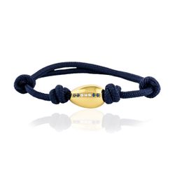 BR9 Pulsera macramé ajustable de mujer con pepita de oro 18K zafiros azules naturales y diamantes