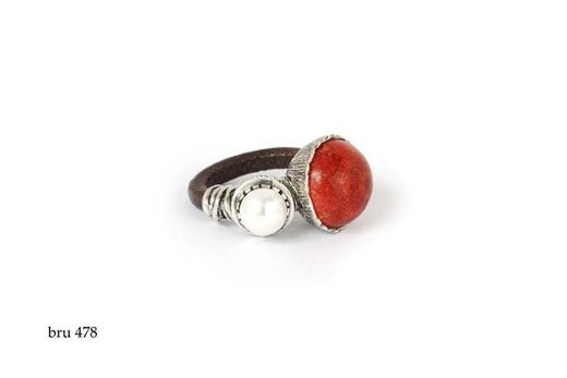 BRU0478-s Anillo la bruixeta perla, coral