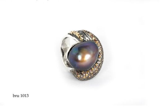 bru1013 Anillo la bruixeta de señora plata y perla