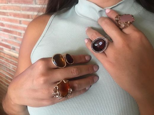 BRU1145s Anillo mujer la bruixeta modelo Sicilia plata de ley 925 en cuarzo marrón facetado