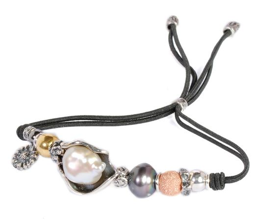 BRU1708pg Pulsera la bruixeta plata con perla barroca