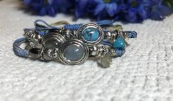 BRU1751p123 Pulseras la bruixeta de hilo, plata y piedras preciosas