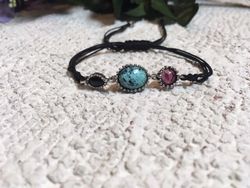 BRU1786p1 Pulsera la bruixeta con piedras y plata