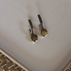 BRU2052pe2 Pendientes mujer la bruixeta plata y oro piedras amatistas elegantes