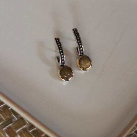 BRU2052pe2 Pendientes mujer la bruixeta plata y oro piedras amatistas elegantes