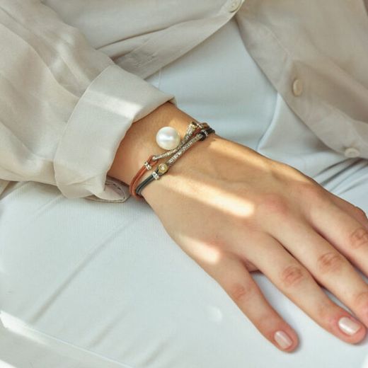 BRU2095PC Pulsera la bruixeta de cuero, plata y turmalina