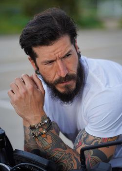 CAB37D Pulsera Plata de Palo unisex de cuero, plata, bronce y seda