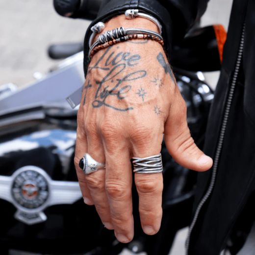 CAB68 Pulsera unisex Plata de Palo calaveras de plata de ley